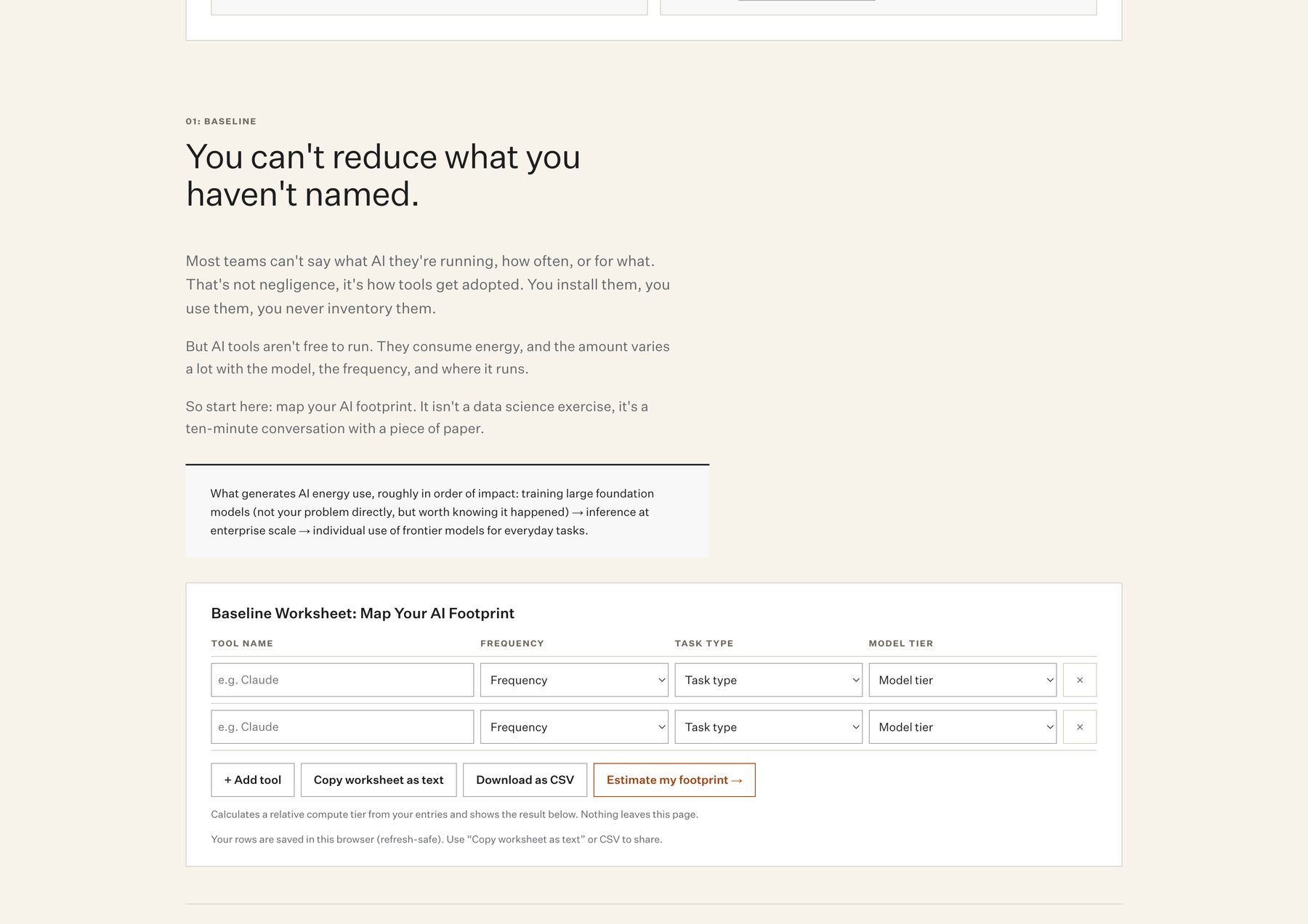 Baseline metrics