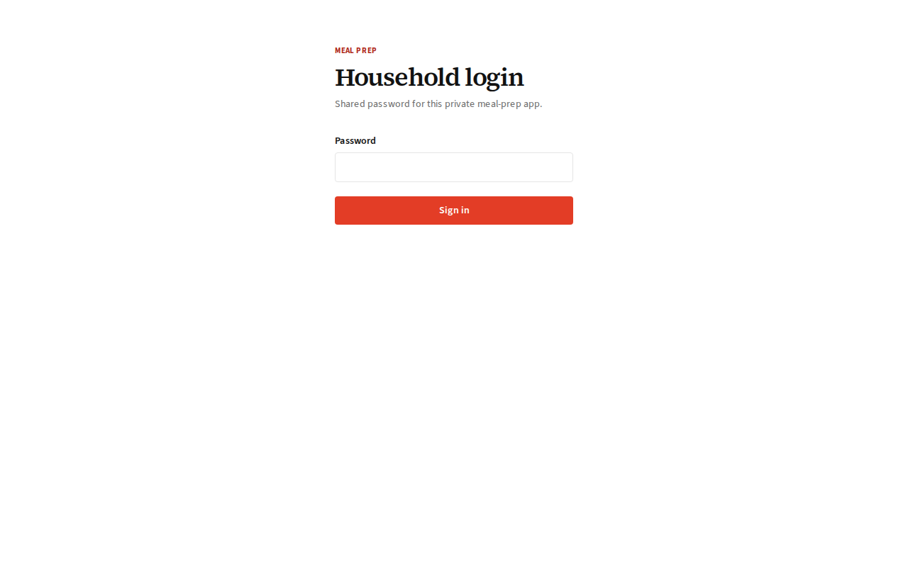 Household login for the private meal-prep app