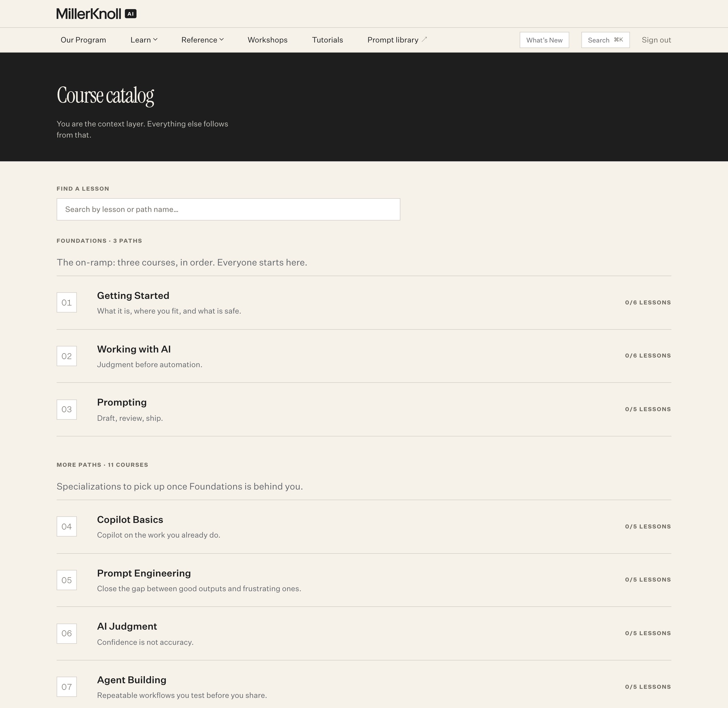 Course catalog